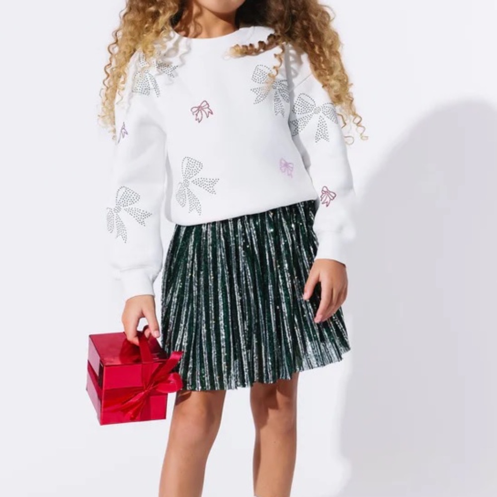 Lola and the Boys CANDY CANE SEQUIN STRIPED SKIRT